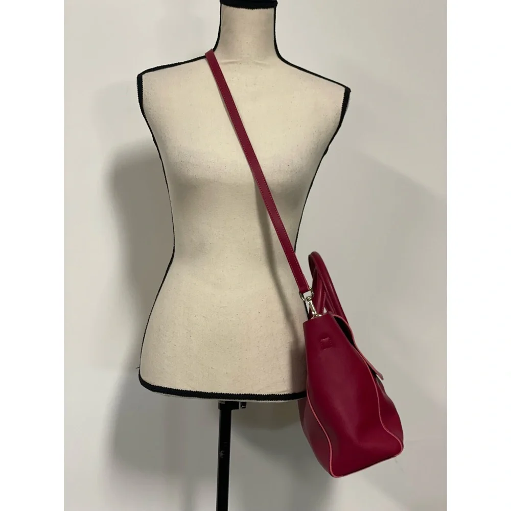 Faux Leather Tote Handbag Pink